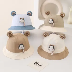 Kleinkind Baby Kinder Anglerhut Baumwollmischung Cartoon Affe 3D Ohren Sommer Sonnenschutz Sonnenhut Für Jungen Mädchen Outdoor