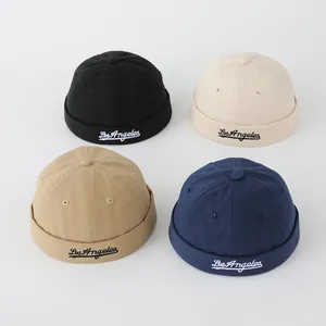 Gorros docker de algodón para niños en cuatro colores con bordado Los Angeles en blanco