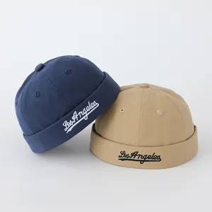 Gorros Docker para niños en algodón azul marino y caqui con bordado Los Angeles