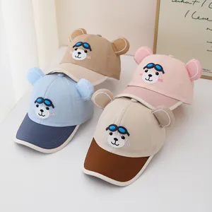 Quick-dry children's baseball cap with cute bear ears and goggles embroidery design