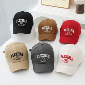 Sechs Farben Baumwolle Baseballkappen mit Flexible Rabbit Stickerei und Metall-Schnalle