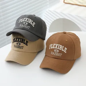 Kinder Flexible Rabbit Stickerei Baseballkappe Baumwolle Verstellbar Sonnenhut Streetwear Hip Hop Stil Für Jungen Mädchen