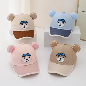 Kids Cartoon Bear Ears Baseball Cap Sun Protection Adjustable Outdoor Summer Travel Hat For Boys Girls Cute Gift