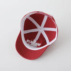 Detail view of cotton canvas baseball cap interior with white Brooklyn embroidery