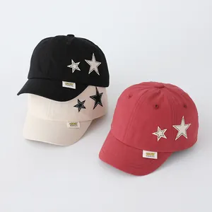 Kids Baseball Cap Star Embroidery Adjustable Cotton Canvas Sun Protection Hat For Boys Girls Toddlers Fashion Peaked Cap