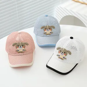 Kids Breathable Mesh Baseball Cap Cute Cartoon Dog Patch Sun Protection Adjustable Trucker Hat Boys Girls Summer