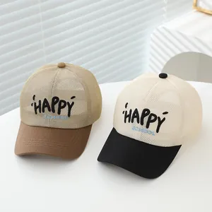 Berretti da baseball a rete per bambini con ricamo HAPPY SCHOOL per il sole estivo