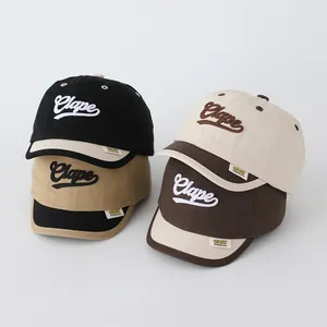 Retro multi-color cotton baseball caps with Clape embroidery for toddlers and kids