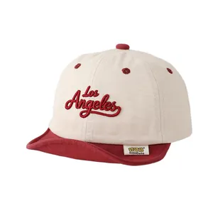 Two-tone soft brim baby baseball cap with Los Angeles embroidery in beige and burgundy