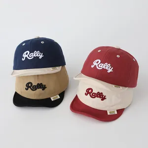 Casquette de Baseball Colorblock Bébé Enfant Broderie Lettres Rally Visière Souple Chapeau de Soleil Mélange de Coton Casual