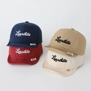 Baby Soft Brim Baseball Cap Cotton Blend Letter Embroidery Adjustable Toddler Sun Protection Hat For Boys Girls Daily Accessories