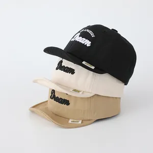 Baumwoll-Baseballkappe für Kleinkinder mit Dream-Stickerei in Schwarz, Beige und Khaki
