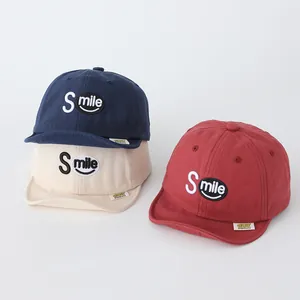 Baby Soft Brim Baseball Cap Smile Letter Embroidery Toddler Sun Hat For Boys Girls Toddler Cotton Adjustable Duck Tongue Hat