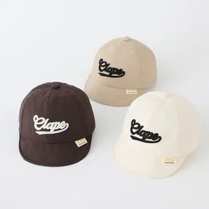 Detailed embroidery and woven label on quick-dry soft brim baby baseball caps