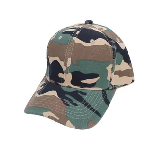 Klassische Camouflage Baseballkappe mit gebogenem Schirm und 6-Panel-Struktur aus Baumwolle
