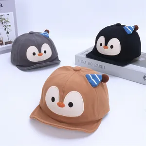 Cappellino da Baseball per Neonati a Forma di Pinguino Visiera Morbida Cappello da Sole per Bambini Misto Cotone Ricamato