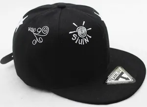 Detailed close-up of white star embroidery and premium texture on black hip-hop cap