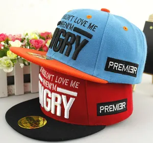 Kids snapback baseball caps with colorful embroidery and flat brims for summer sun protection