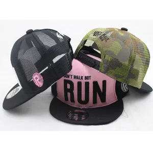 Parent-child baseball mesh caps with RUN embroidery and camouflage design for summer sun protection