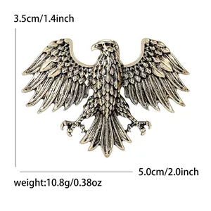 Vintage eagle brooch in antique bronze alloy with layered wings and detailed engraving