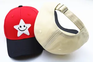 Détail de casquettes de baseball pour enfants avec couleurs contrastées et broderie