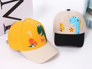Détails des casquettes de baseball en coton pour enfants avec broderie dinosaure