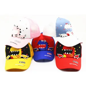 Breathable mesh dinosaur baseball caps for kids in five vibrant colors for summer sun protection