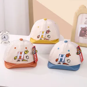 Gorras de béisbol transpirables para bebés con bordado H en amarillo y naranja