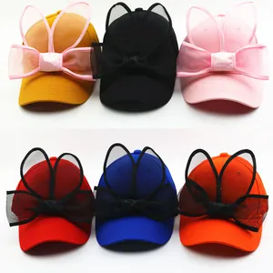 Casquette de baseball enfant avec oreilles de lapin et nœuds en six couleurs vives