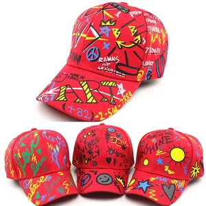 Kids Graffiti Baseball Cap Streetwear Hip Hop Color Printed Letter Sun Hat For Boys Girls Spring Summer Peaked Cap