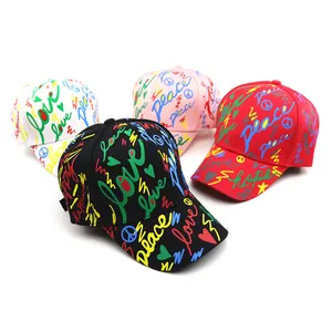 Kids colorful graffiti baseball cap set in black red white and pink colors