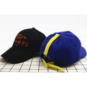 Casquettes de baseball en velours côtelé noir et bleu avec broderies pour enfants