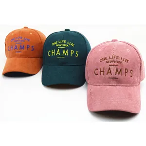 Casquettes de baseball en velours côtelé pour enfants en orange, vert et rose brodées