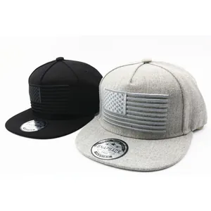 Verstellbare Snapback-Baseballkappe für Kinder mit US-Flaggen-Stickerei in Schwarz und Grau