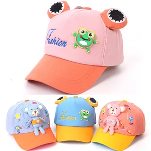 Cappellino da Baseball per Bambini Cartone Animato Animale Orso Rana Occhi Stampa Pianeti Colore Contrasto Protezione Solare