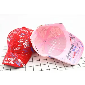 Honkbalpetten voor kinderen met graffiti-print in rood en roze en metalen sluiting