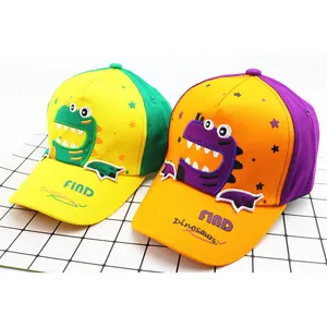 Kids dinosaur cartoon baseball cap with star pattern and FIND Dinosaurs embroidery