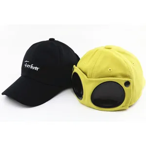 Kids pilot style baseball cap with goggles and black embroidered forever hat set