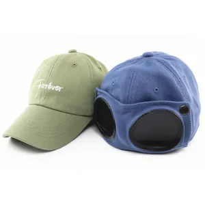 Kids pilot style baseball caps featuring Forever embroidery and creative goggles decoration