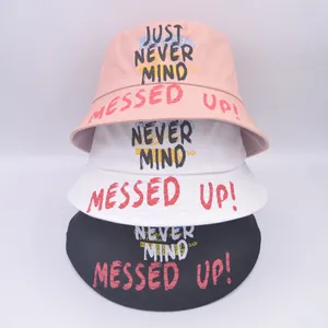 Streetwear Graffiti Letter Print Bucket Hat Cotton Blend Sun Protection Fashion Fisherman Hat For Women Men Outdoor