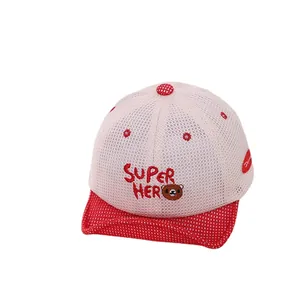 Casquette de baseball en mesh pour enfants avec broderie ours et texte SUPER HERO