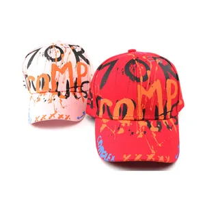Kids colorful graffiti baseball cap with sun protection in pink and red tones