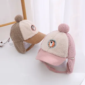 Cappello da aviatore in velluto a coste per bambini con calda fodera in pile