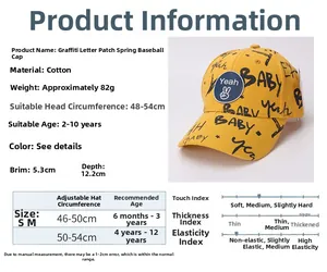 Size chart for graffiti baby baseball cap with adjustable circumference and ages