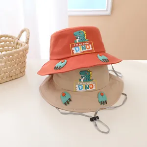 Süßer Kinder Fischerhut mit Dinosaurier-Motiv, 3D-Krallen und verstellbarem Kinnriemen