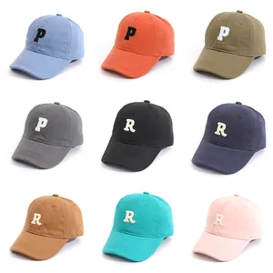 Kids Cotton Baseball Cap With Letter P R Embroidery Adjustable Sun Hat For Boys Girls Summer Outdoor Casual Peaked Cap