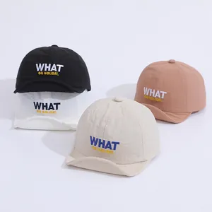 Short-brimmed children's quick-dry baseball caps with WHAT letter embroidery in four colors
