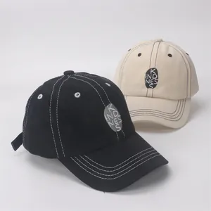 Kids cotton baseball cap with kindness embroidery and contrast stitching details