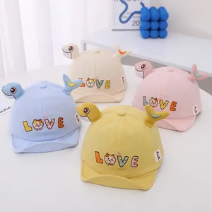 Gorra de Béisbol de Algodón de Ala Suave para Bebé Dibujos Animados Gato Lindo Aleta de Pescado 3D Bordado LOVE Sombrero de Sol para Niños Pequeños Niños Niñas Casual Aire Libre Accesorio de Verano