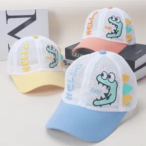 Cartoon Dinosaur Mesh Baseball Cap For Kids Breathable Summer Sunshade Trucker Hat For Boys Girls Toddler Outdoor Adjustable Cap